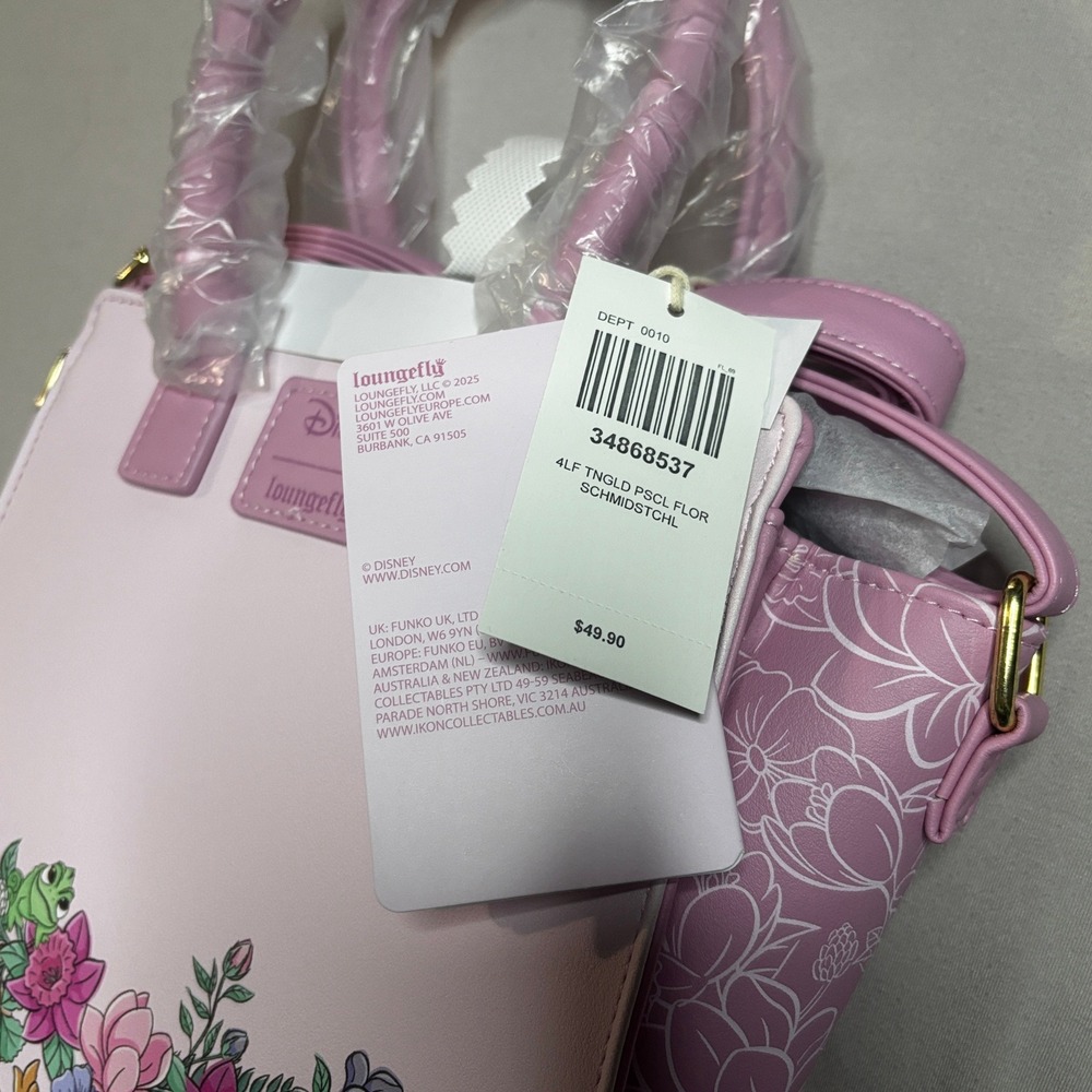 Loungefly Disney Rapunzel Tangled Floral Pastel Satchel Crossbody Bag New - Picture 4 of 5